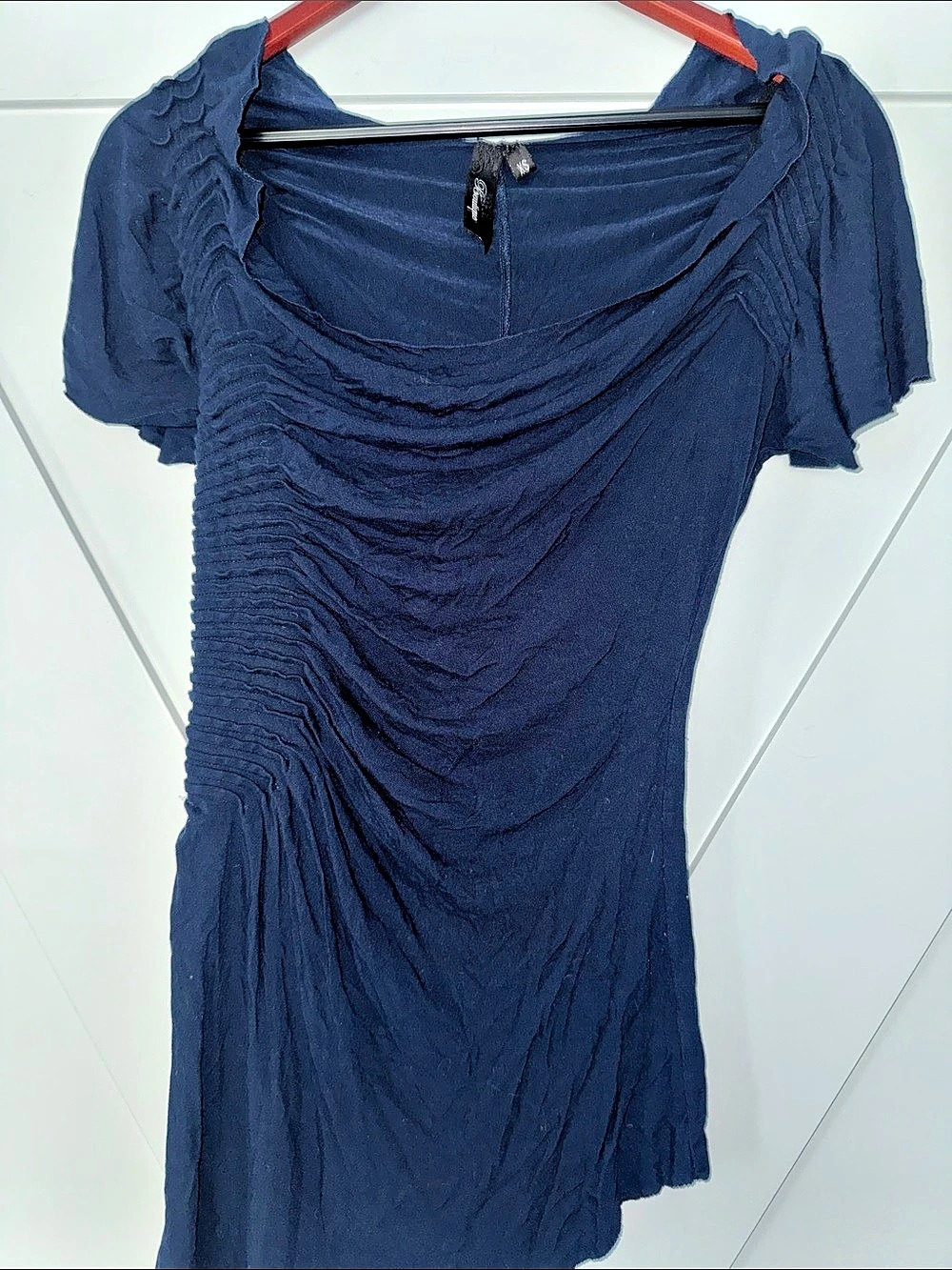 BKE Boutique Ruched Top in Blue Size L.